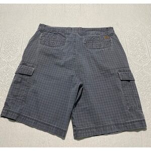 IZOD Mens Cargo Shorts Size 36 Gray Plaid Checkered Cotton Casual Outdoor